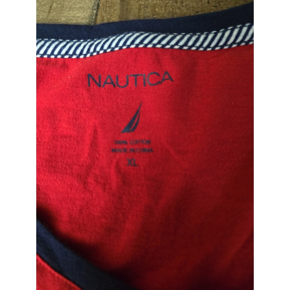 Nautica Striped Boho Chic Top XL Beach Coastal Nautical Travel Patriotic Vacay - Picture 2 of 4